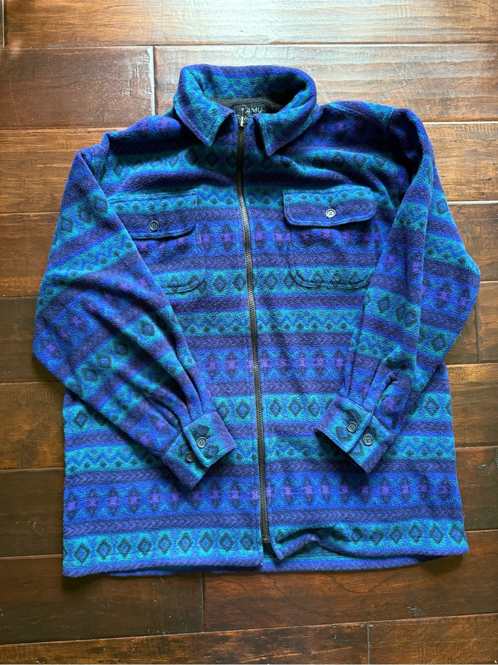 Vintage 90s JAMY Originals Geometric Fleece Jacket Made in Canada
